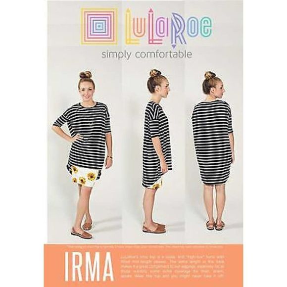 LulaRoe Gray Blue/Yellow Paisley Design Irma Tunic Top M - Picture 6 of 6